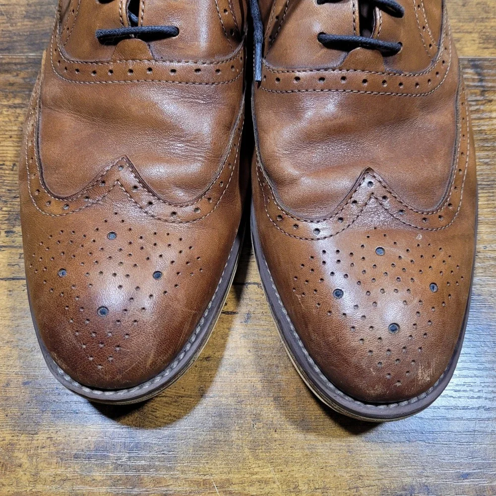 Johnston‎ Murphy Mens Brown Leather Wingtip Oxford Dress Shoes Size 11.5 M